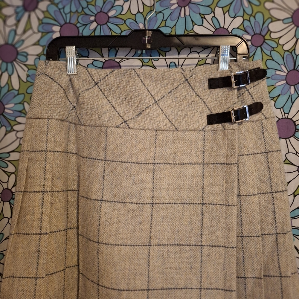 Plaid Mini Skirt with Buckle Accents